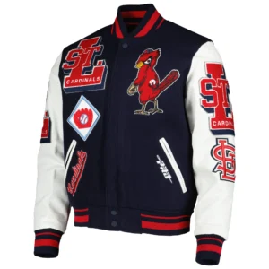 St. Louis Cardinals Mashup Wool & Leather Varsity Jacket – NavyWhite