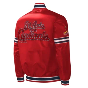 St. Louis Cardinals Midfield Full-Snap Satin Varsity Red Jacket 1
