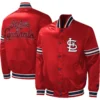 St. Louis Cardinals Midfield Full-Snap Satin Varsity Red Jacket 3