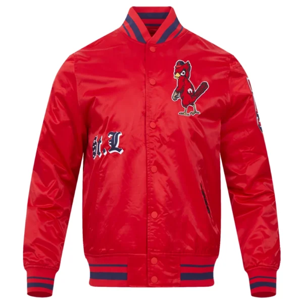 St. Louis Cardinals Old English Full-Snap Red Satin Varsity Jacket