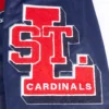 St. Louis Cardinals Old English Navy Satin Varsity Jacket 7 - Copy
