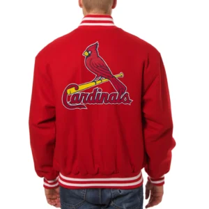 St. Louis Cardinals One Color Handcrafted Logo Red Wool Varsity Jacket 1