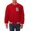St. Louis Cardinals One Color Handcrafted Logo Red Wool Varsity Jacket