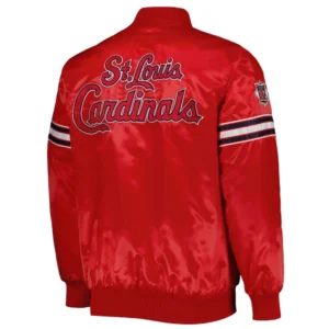 St. Louis Cardinals Pick & Roll Full-Snap Satin Varsity Red Jacket 1