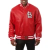 St. Louis Cardinals Real Full Leather Varsity Jacket – Red