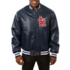 St. Louis Cardinals Real Full Leather Varsity Navy Jacket