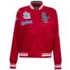 St. Louis Cardinals Retro Classic Women’s Full-Snap Satin Varsity Red Jacket 4
