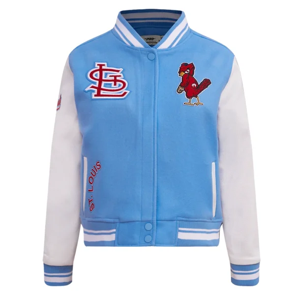 St. Louis Cardinals Retro Classic Women’s Wool & Leather Varsity Jacket – BlueWhite