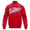 St. Louis Cardinals Script Tail Red Satin Varsity Jacket 2
