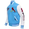 St. Louis Cardinals Script Tail Wool & Leather Varsity Jacket – BlueWhite - Copy