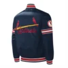 St. Louis Cardinals Slider Full-Snap Navy Satin Varsity Jacket 1