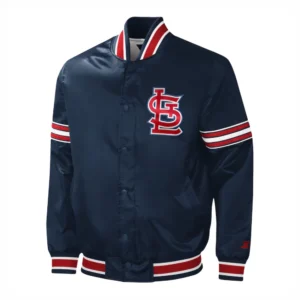 St. Louis Cardinals Slider Full-Snap Navy Satin Varsity Jacket