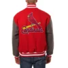 St. Louis Cardinals Two Tone Handcrafted Logo RedGray Wool Varsity Jacket 1