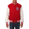 St. Louis Cardinals Two Tone RedWhite Wool & Leather Jacket