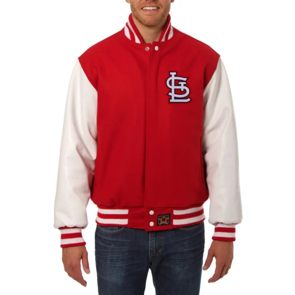 St. Louis Cardinals Two Tone RedWhite Wool & Leather Jacket