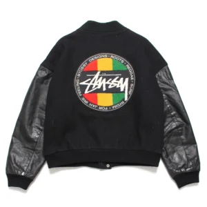 Stussy 1988 Vintage Homeboy Black Wool and Leather Varsity Jacket 1