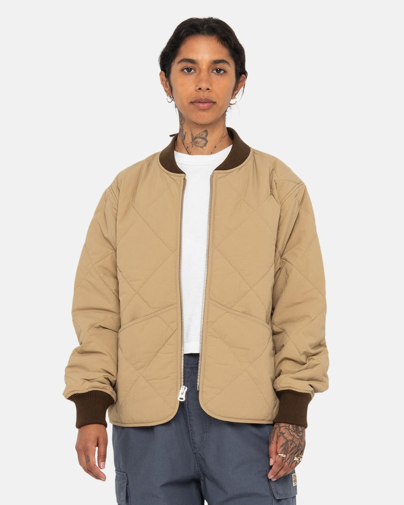 Stussy 8 Ball Brown Quilted Liner Jacket