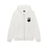 Stussy 8 Ball Pigment Dyed Full Zip White Hoodie