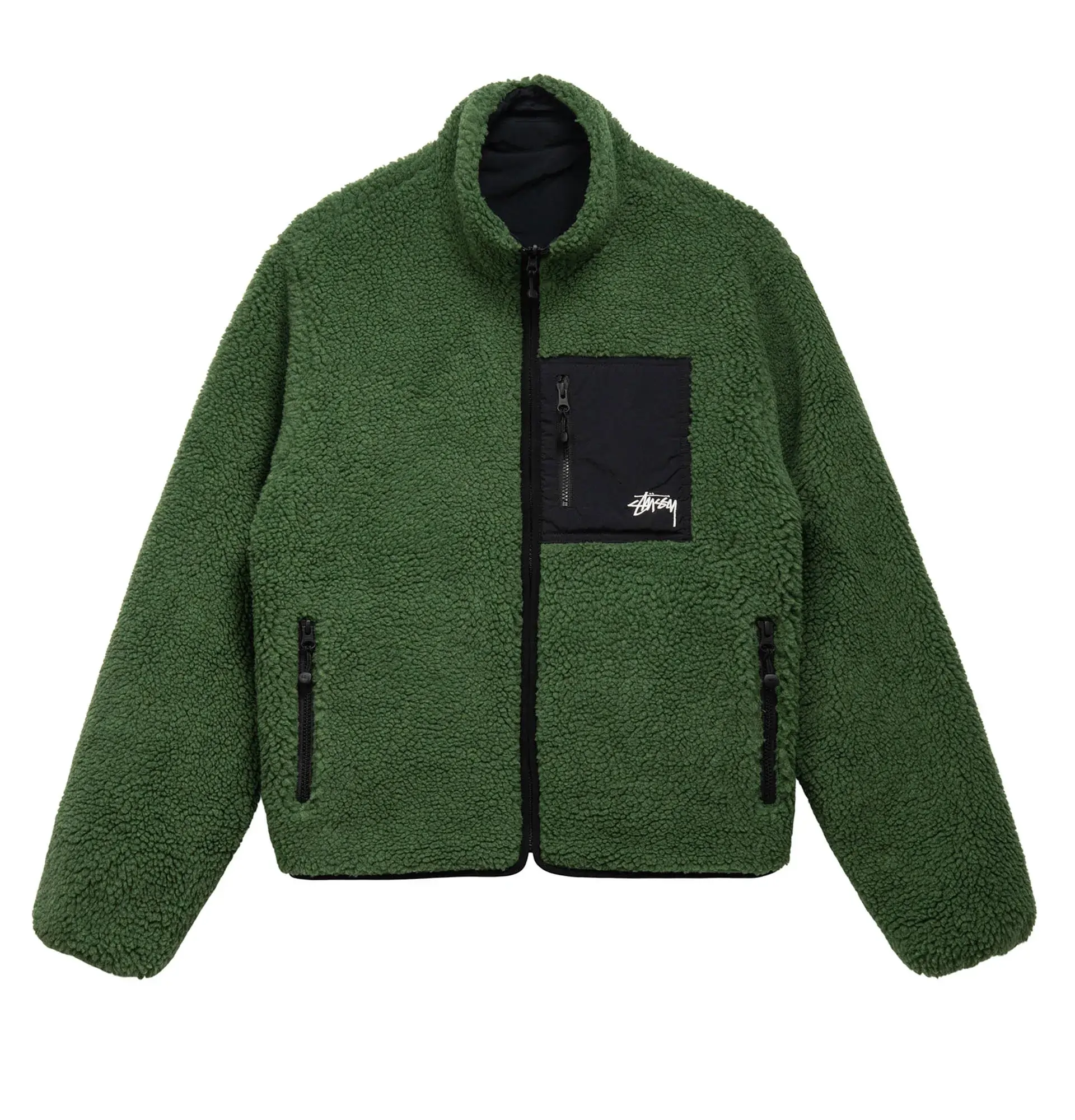 Stussy 8 Ball Sherpa Reversible Green Jacket