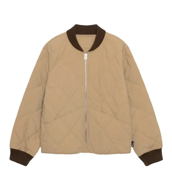 Stussy Light Brown Men's Classic 8 Ball Quilted Liner Nylon Jacket