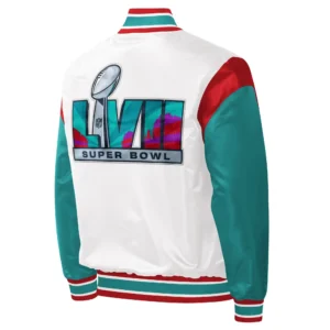 Super Bowl LVII Pitch Box White Varsity Jacket 1