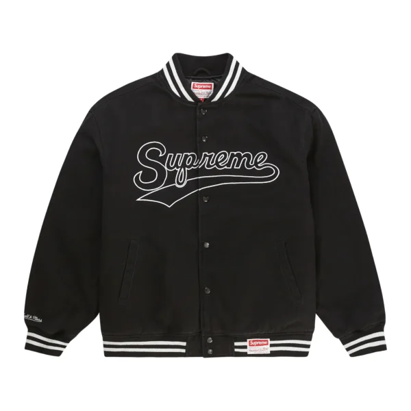 Supreme X Mitchell and Ness Doughboy Twill Black Varsity Jacket
