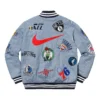 Supreme X Nike and NBA Teams Warm-Up Blue Varsity Jacket 1