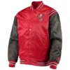 Tampa Bay Buccaneers Enforcer Full-Snap BlackRed Satin Varsity Jacket