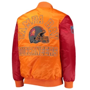 Tampa Bay Buccaneers Locker Room Throwback OrangeRed Satin Varsity Jacket 1