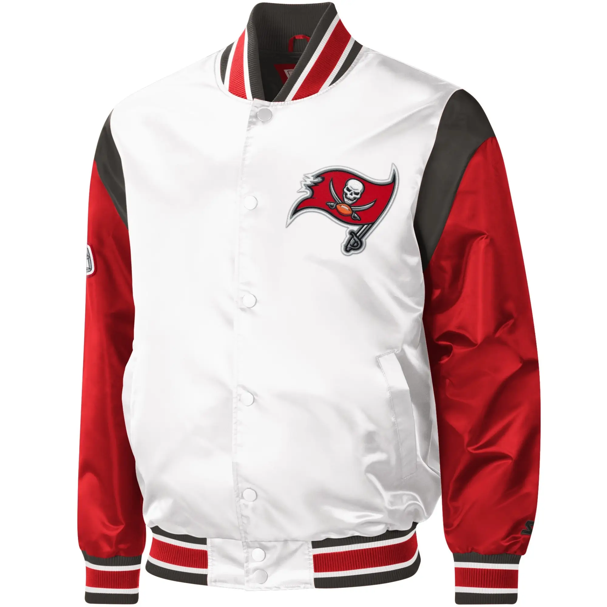 Tampa Bay Buccaneers Pitch Throwback Satin Full-Snap Varsity Jacket