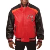 Tampa Bay Buccaneers Team Players Full Bomber Leather Varsity Jacket Red & Black