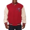 Tampa Bay Buccaneers Two Tone Wool & Leather Varsity Jacket Red & Cream