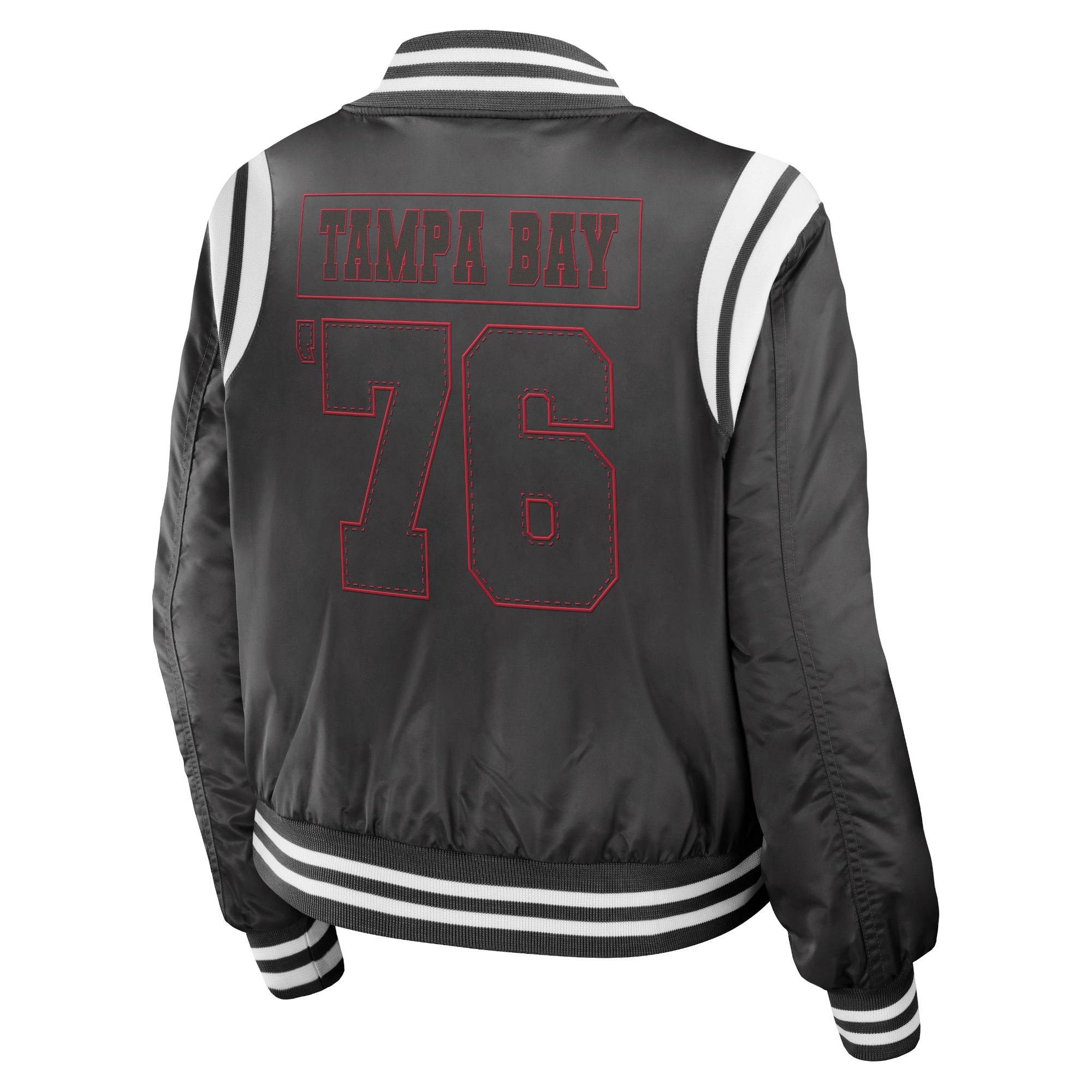 Tampa Bay Buccaneers Women’s Full-Zip Bomber Varsity Jacket 1