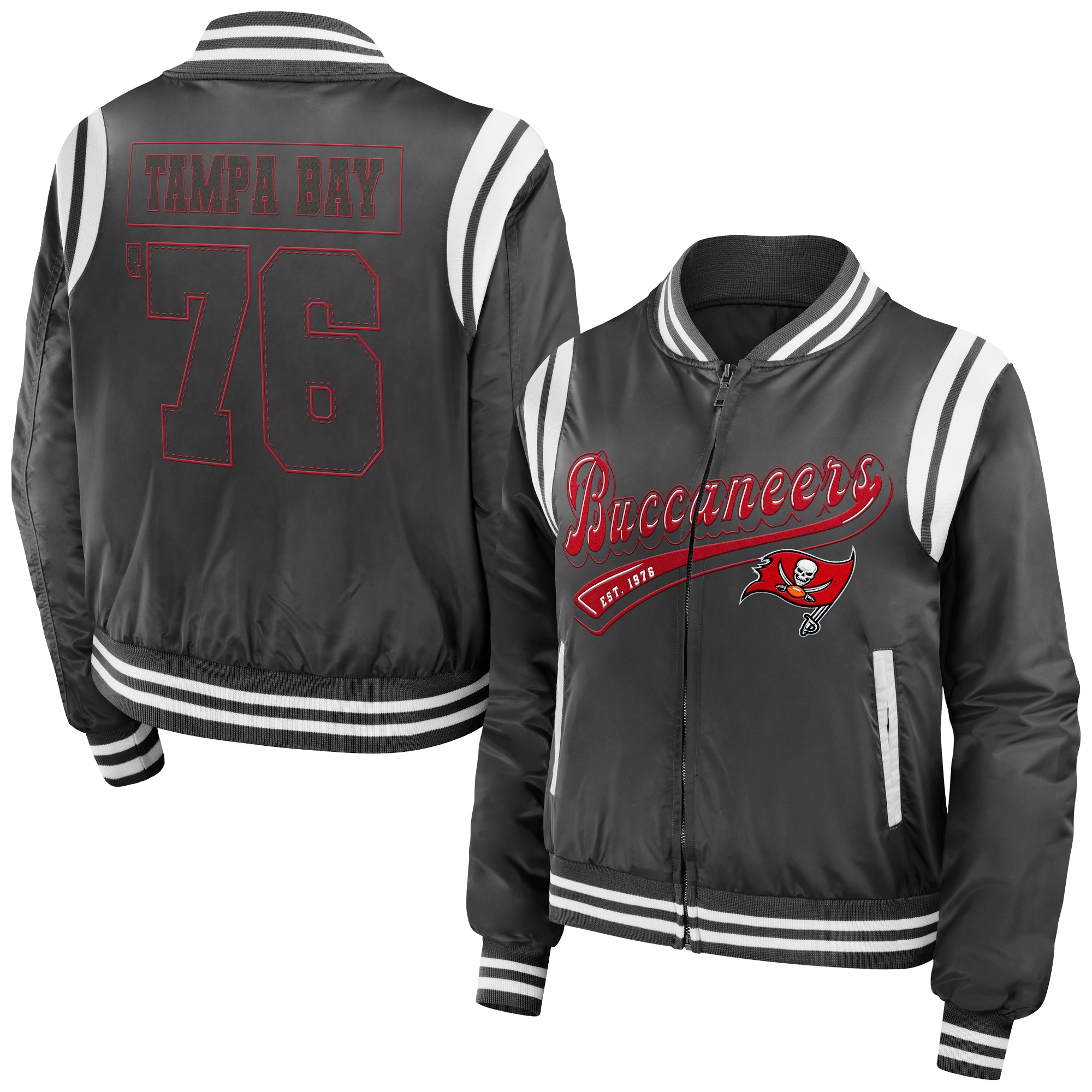 Tampa Bay Buccaneers Women’s Full-Zip Bomber Varsity Jacket 2