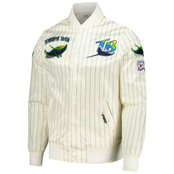 Tampa Bay Rays Cooperstown Pinstripe Full-Snap Satin Varsity Jacket