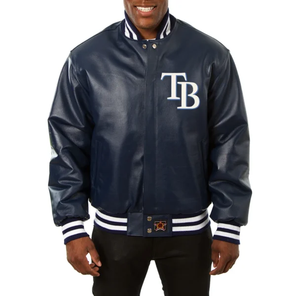 Tampa Bay Rays Genuine Full Leather Varsity Jacket – Navy