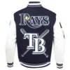 Tampa Bay Rays Mashup NavyWhite Wool & Leather Varsity Jacket 1