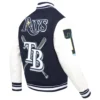 Tampa Bay Rays Mashup NavyWhite Wool & Leather Varsity Jacket 3