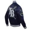 Tampa Bay Rays Mashup Rib Knitted Satin Varsity Navy Jacket 3