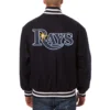 Tampa Bay Rays One Color Handcrafted Logo Navy Wool Varsity Jacket 1