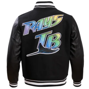 Tampa Bay Rays Retro Classic Black Wool & Leather Varsity Jacket 1