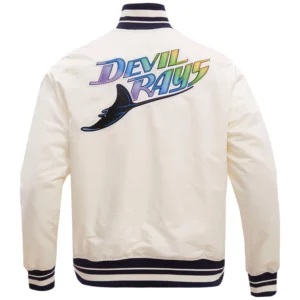 Tampa Bay Rays Retro Classic Rib Full-Snap Satin Varsity Jacket 1