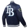Tampa Bay Rays Script Tail Full-Snap Satin Varsity Navy Jacket 3