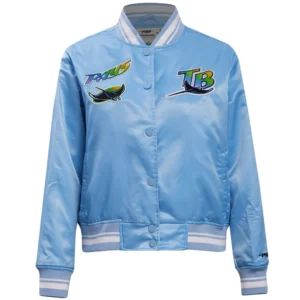Tampa Bay Rays Women’s Retro Classic Full-Snap Satin Varsity Jacket