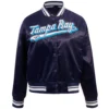 Tampa Bay Rays Women’s Script Tail Full-Snap Satin Varsity Jacket