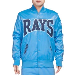 Tampa Bays Rays Crest Emblem Full-Snap Satin Varsity Jacket