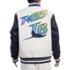 Tampa Devil Rays Retro Classic Wool & Leather Varsity Jacket – WhiteNavy 1
