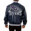 Tennessee Titans Full Navy Full Leather Varsity Jacket 1