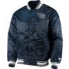 Tennessee Titans Locker Room Full-Snap Navy Satin Varsity Jacket