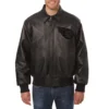 Tennessee Titans Tonal Shirt Collar Full Black Leather Bomber Varsity Jacket